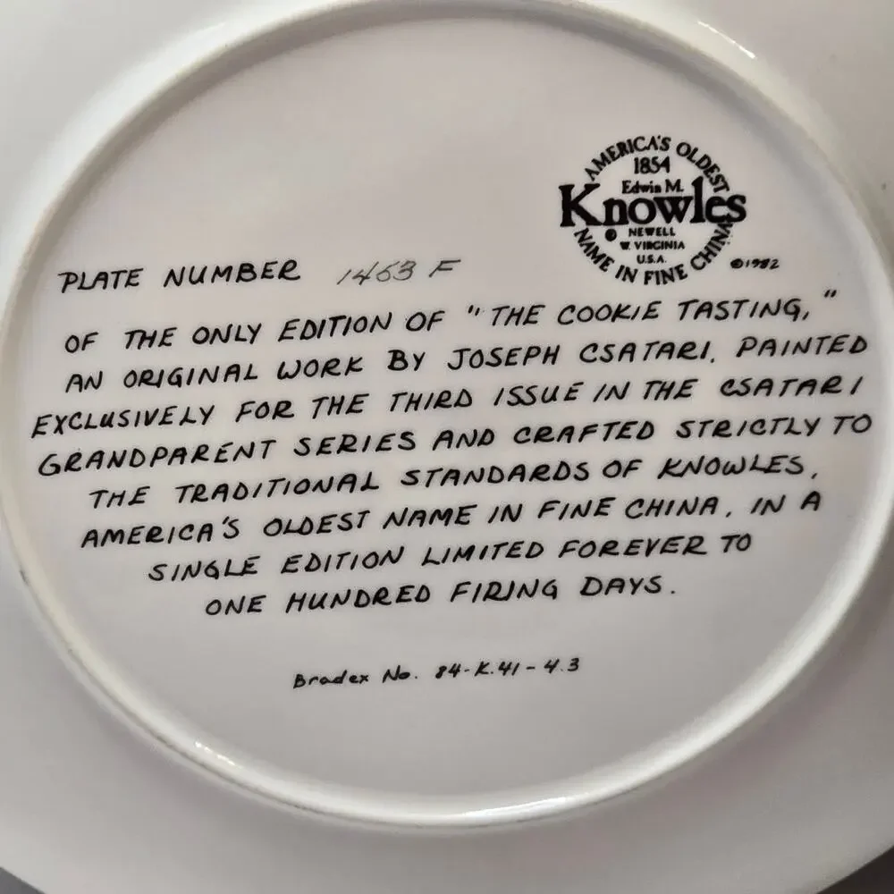 Knowles The Cookie Tasting Joseph Csatari Grandparent Plate 1982 USA